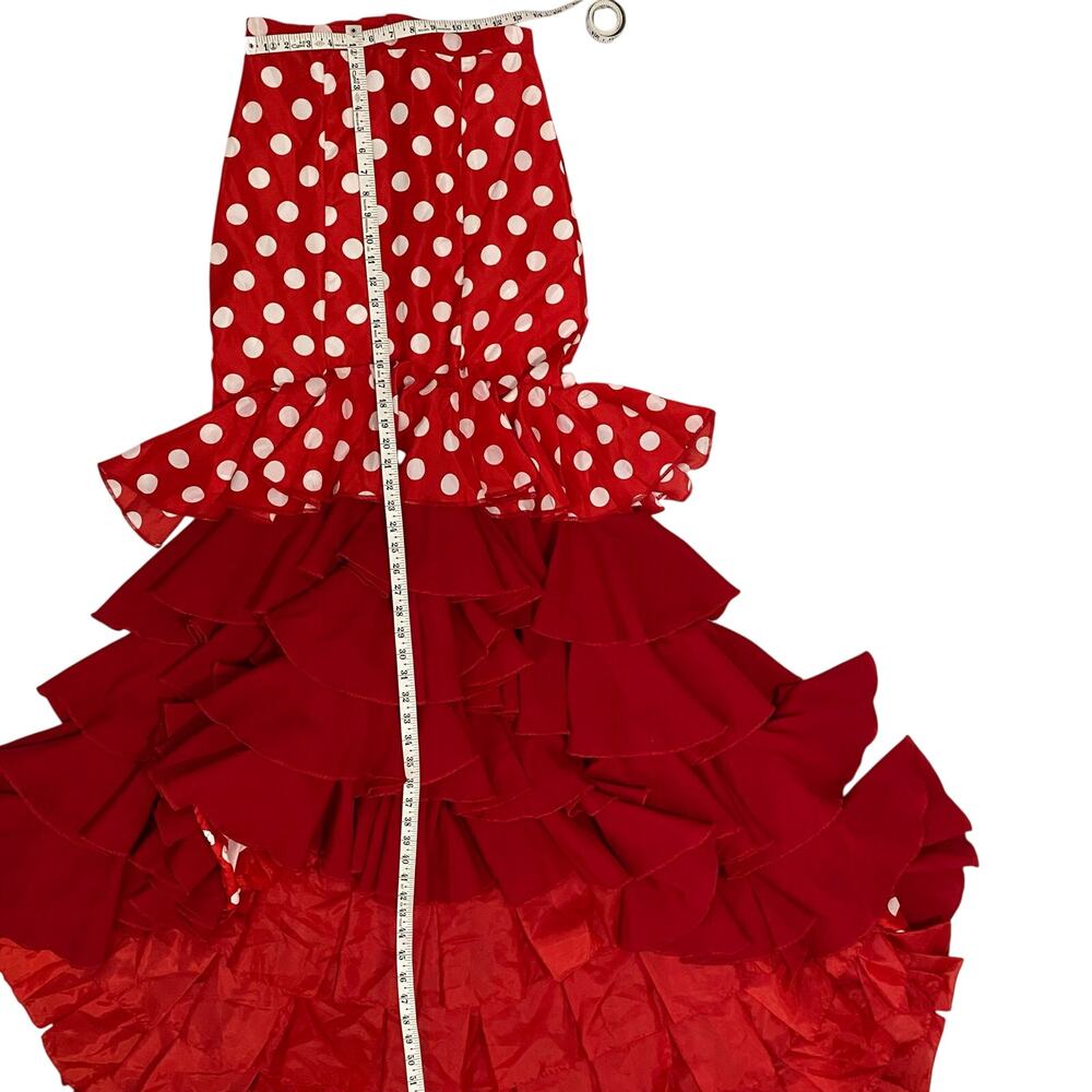 Bata de Cola Flamenco Performance Skirt & Matching Bag Red Polka Dot Size Small - Picture 5 of 16
